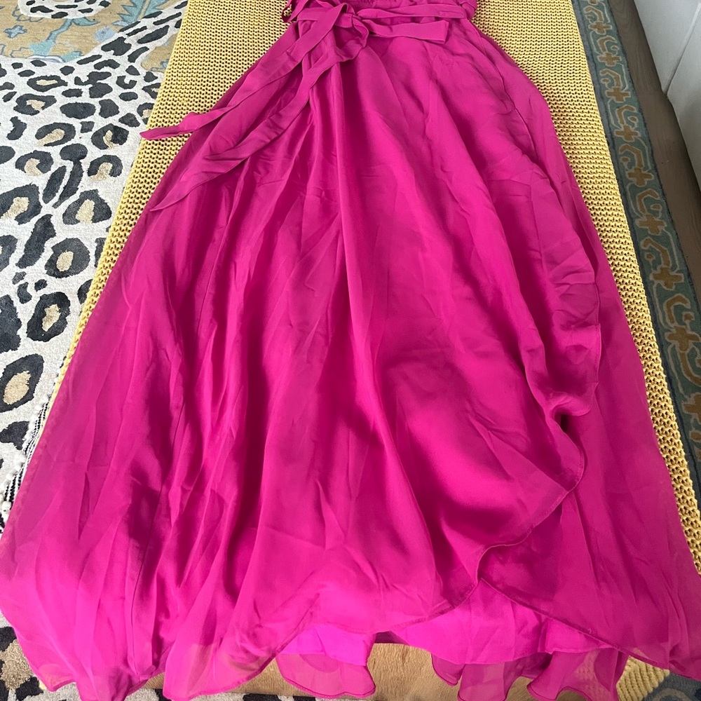 JJs House Fuchsia Asymmetrical Wrap Dress - Picture 3 of 6
